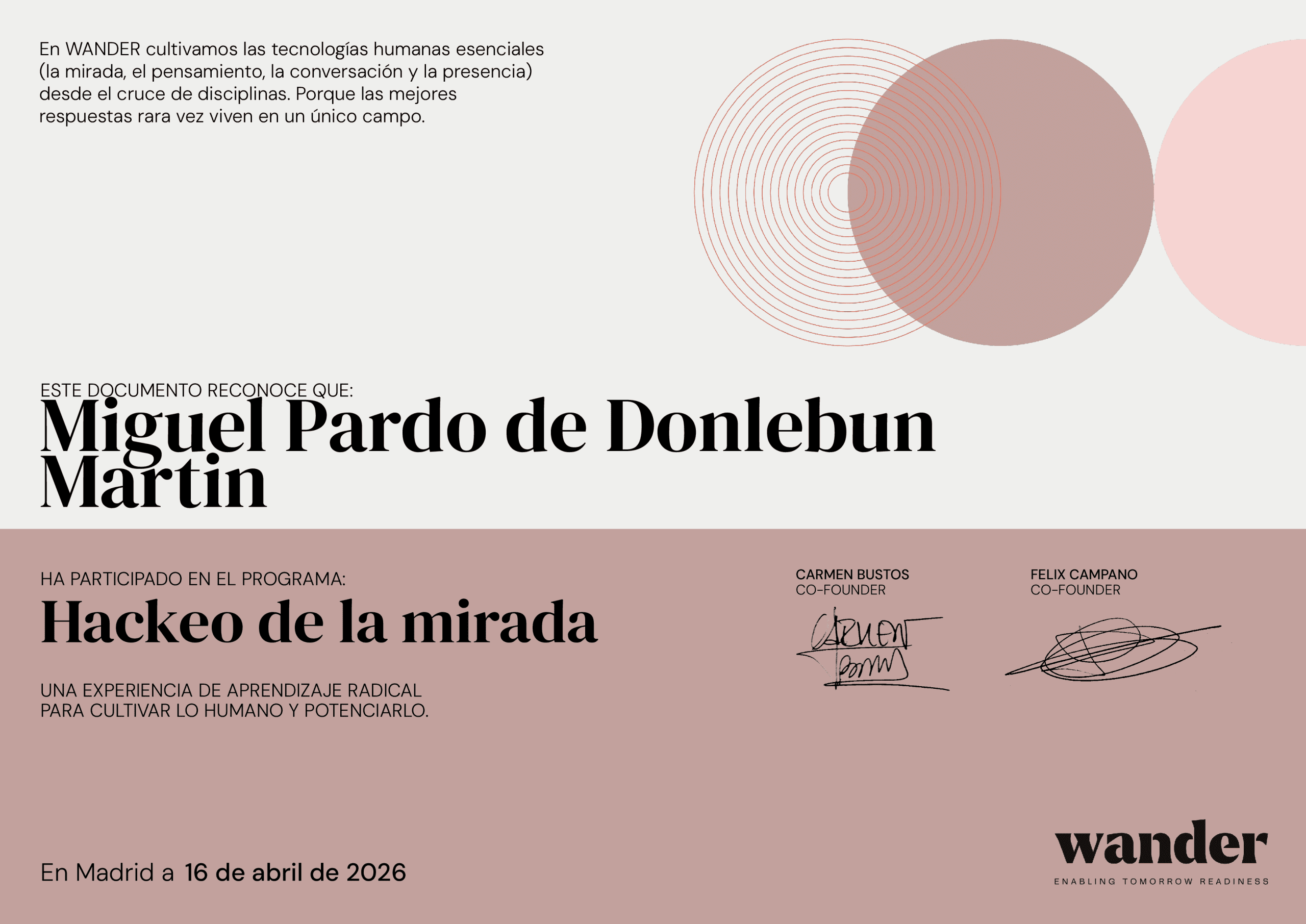 Certificado Miguel Pardo de Donlebun Martin