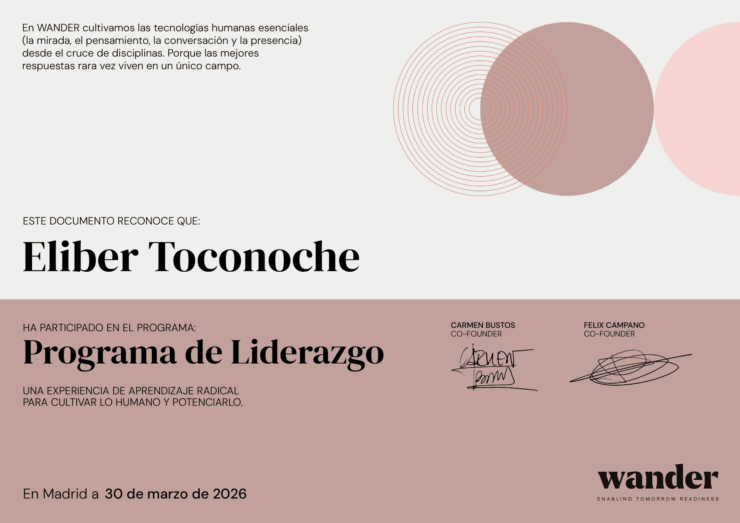 Certificado Eliber Toconoche