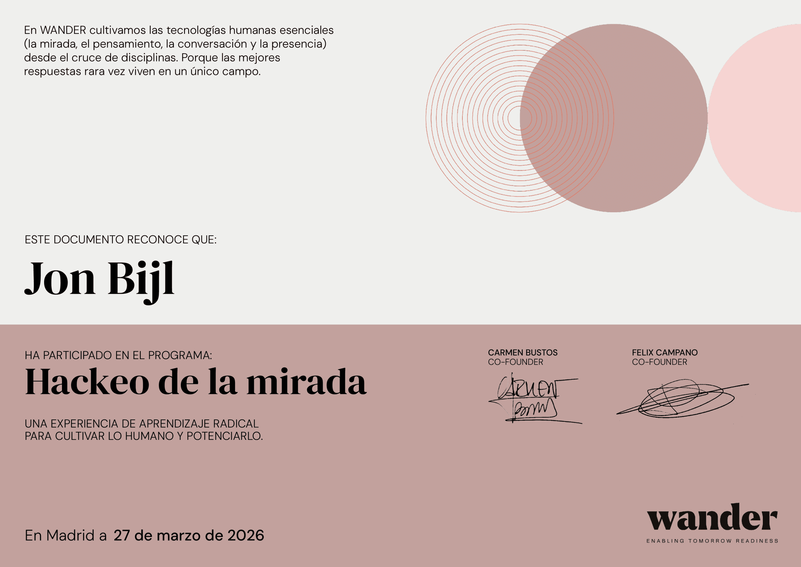 Certificado Jon Bijl